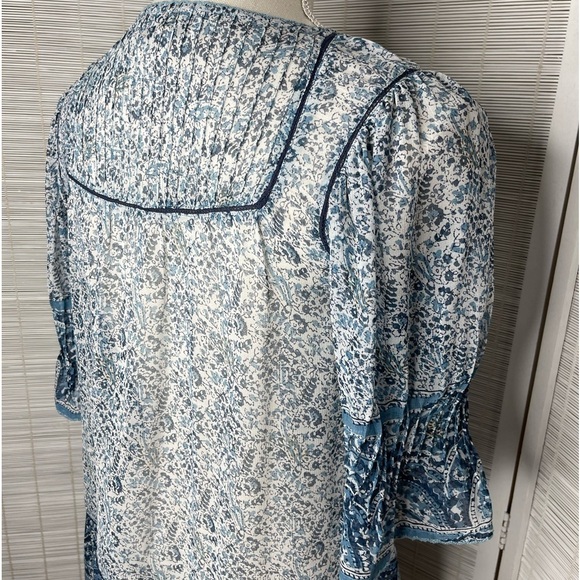 Sea New York Blue Floral Tassel Tie Blouse Size 0 - Picture 5 of 10